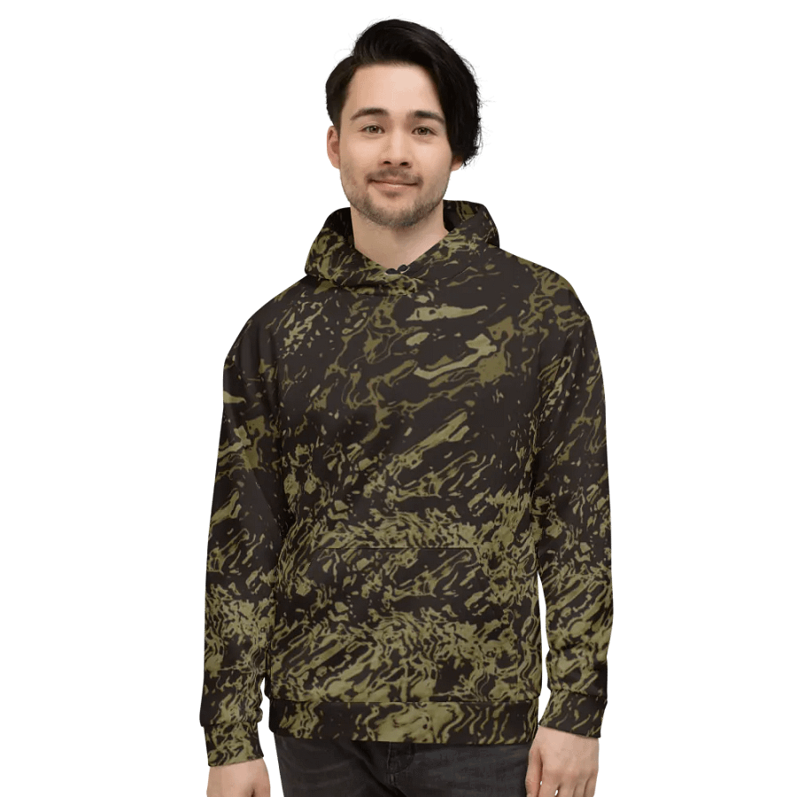 Abstract Brown and Black Marble Effect Unisex All Over Print Hoodie product image (4)