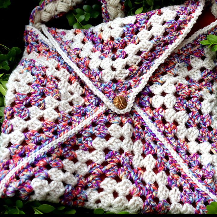 Berry Stripes Handmade Crochet Crossbody Bag - One of a Kind product image (2)