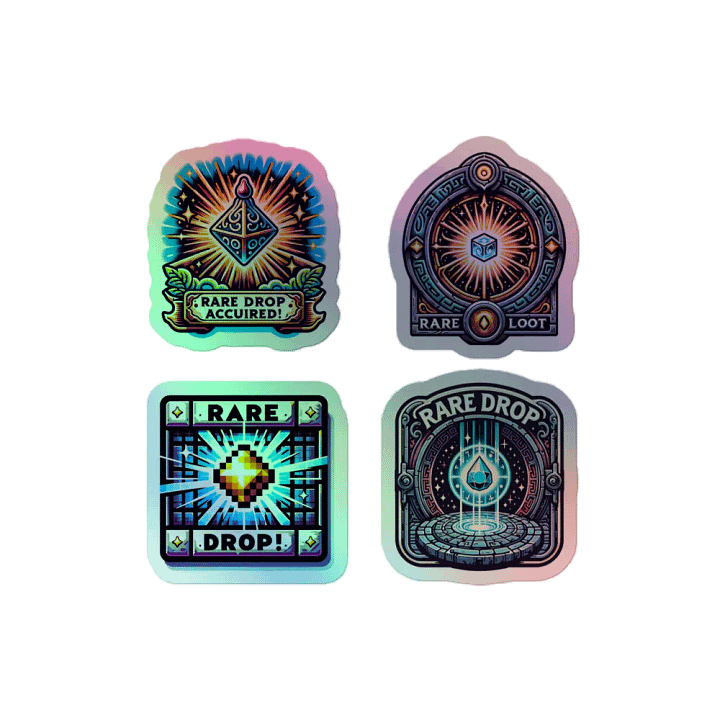 "Rare Loot" Holographic Sticker Set (4-Pack) - RPG-Inspired Stickers with Rainbow Reflective Effect product image (2)