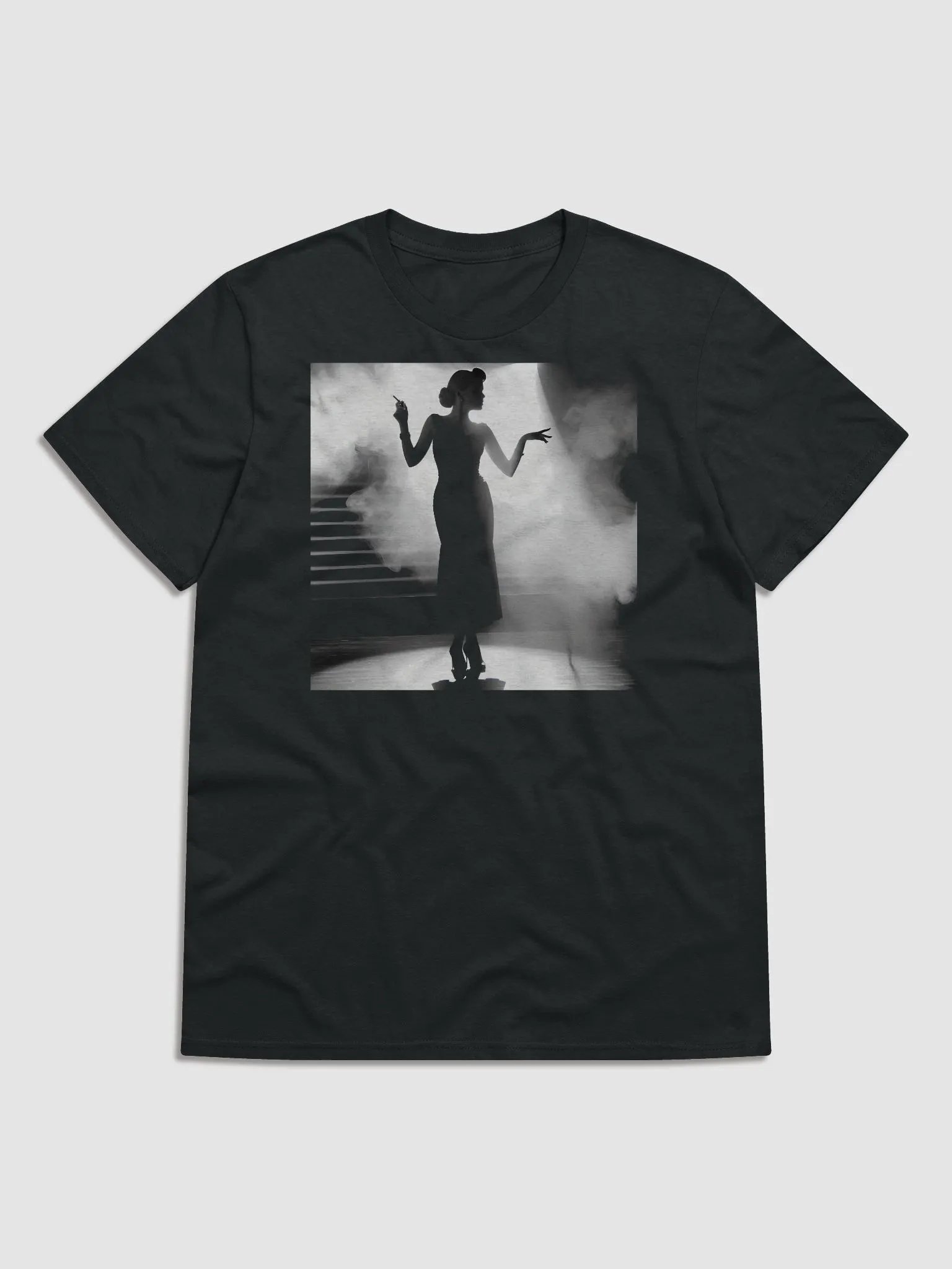 Elegance in Shadow: The Noir Chanteuse (Front Print Womens Tee) product image (1)