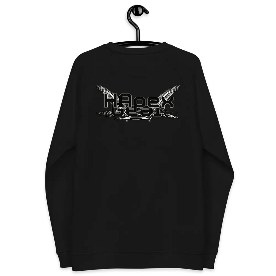 Unisex Organic Raglan Sweatshirt - Black HApex Gear White Logo product image (8)