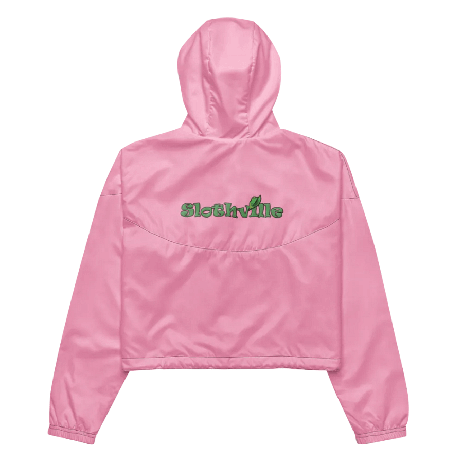 Sloth Serenity Cropped Cotton Candy Pink Windbreaker product image (11)