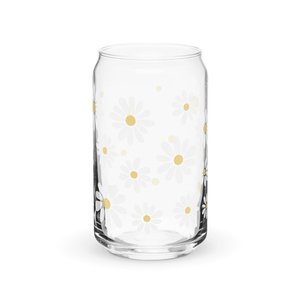 Retro Daisy Design Glass Can Cup Earthy product image (4)