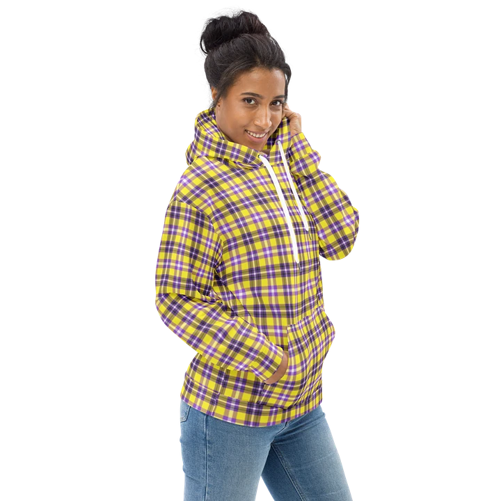 Bright Yellow and Purple Plaid Hoodie product image (1)