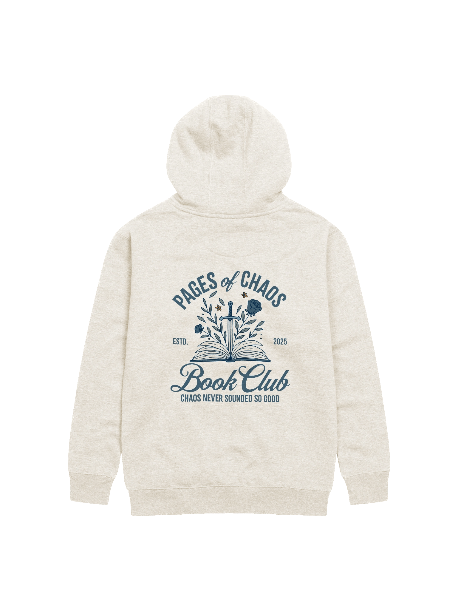 Pages of Chaos Book Club Hoodie (Front Logo, Light) product image (5)