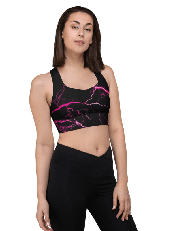 Neon Pink Lightning Longline Sports Bra product image (1)