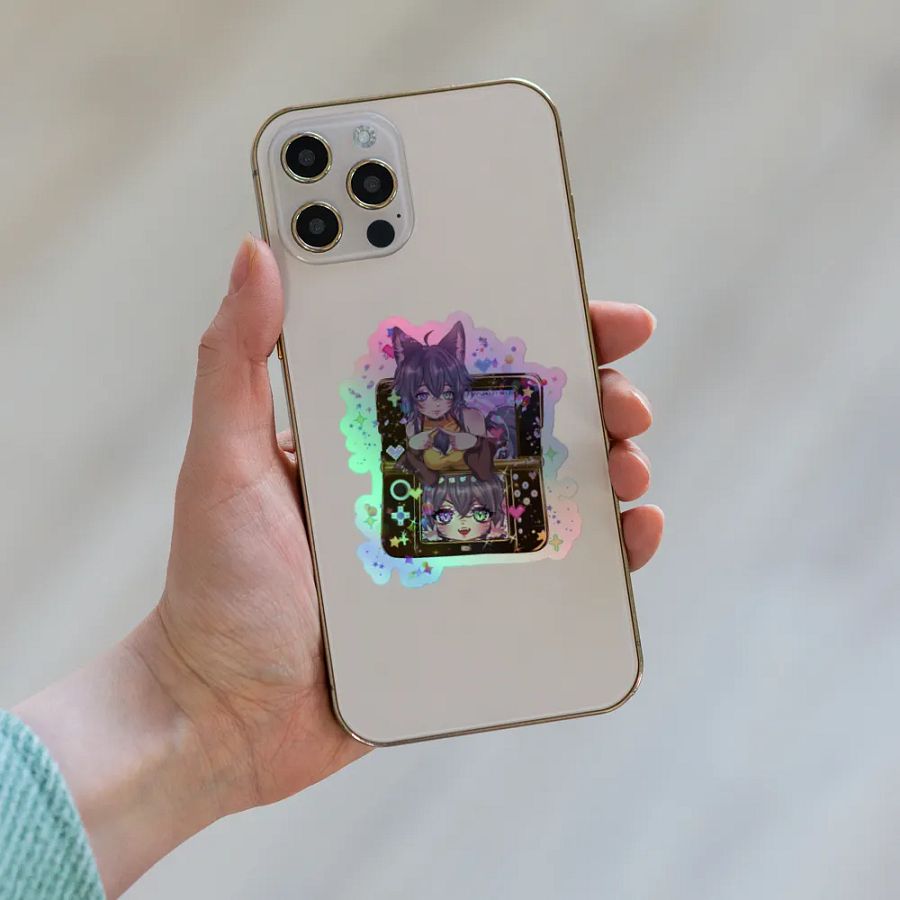 WolfcatRisi Gamer Waifu Holographic Sticker product image (8)