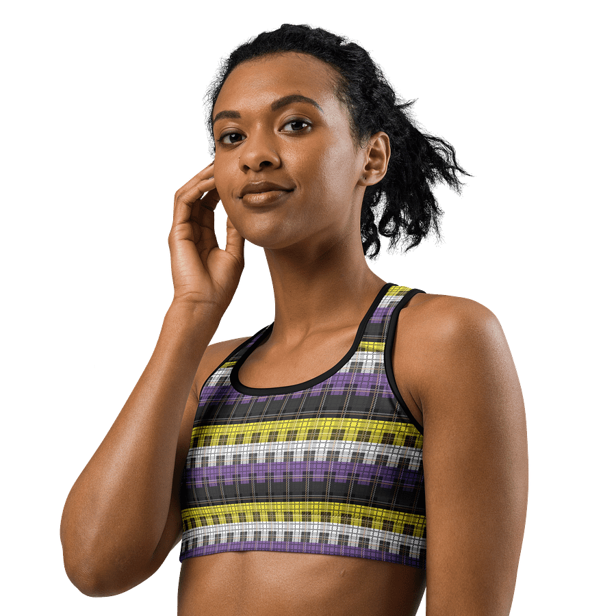 Non-binary Pride Plaid Sports Bra product image (2)