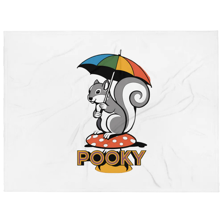 Ultra soft and plushy blanket: Pooky in the rain on a mushroom with a rainbow umbrella, no border product image (1)