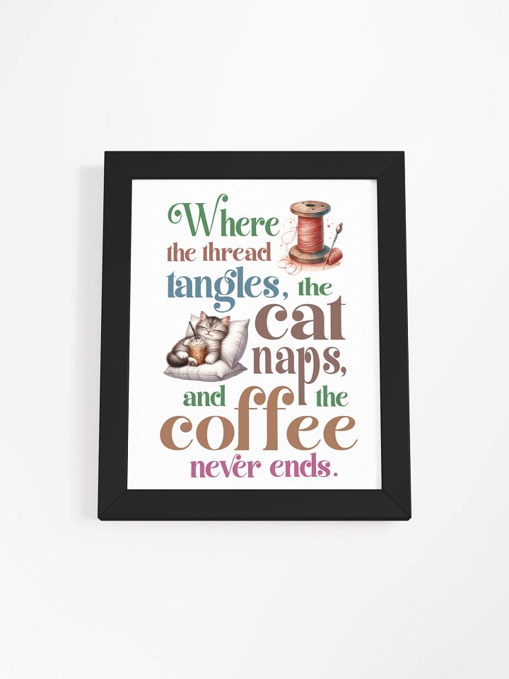 Whimsical Thread Tangles Cat Naps Coffee Poster product image (9)