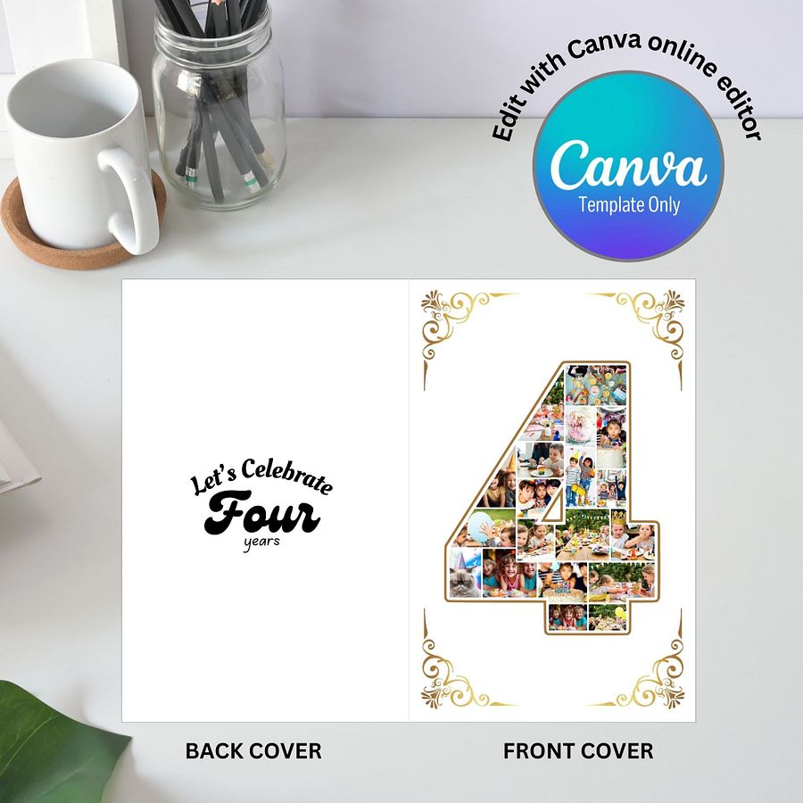 Four Year Celebration Card Photo Collage Canva Template product image (5)
