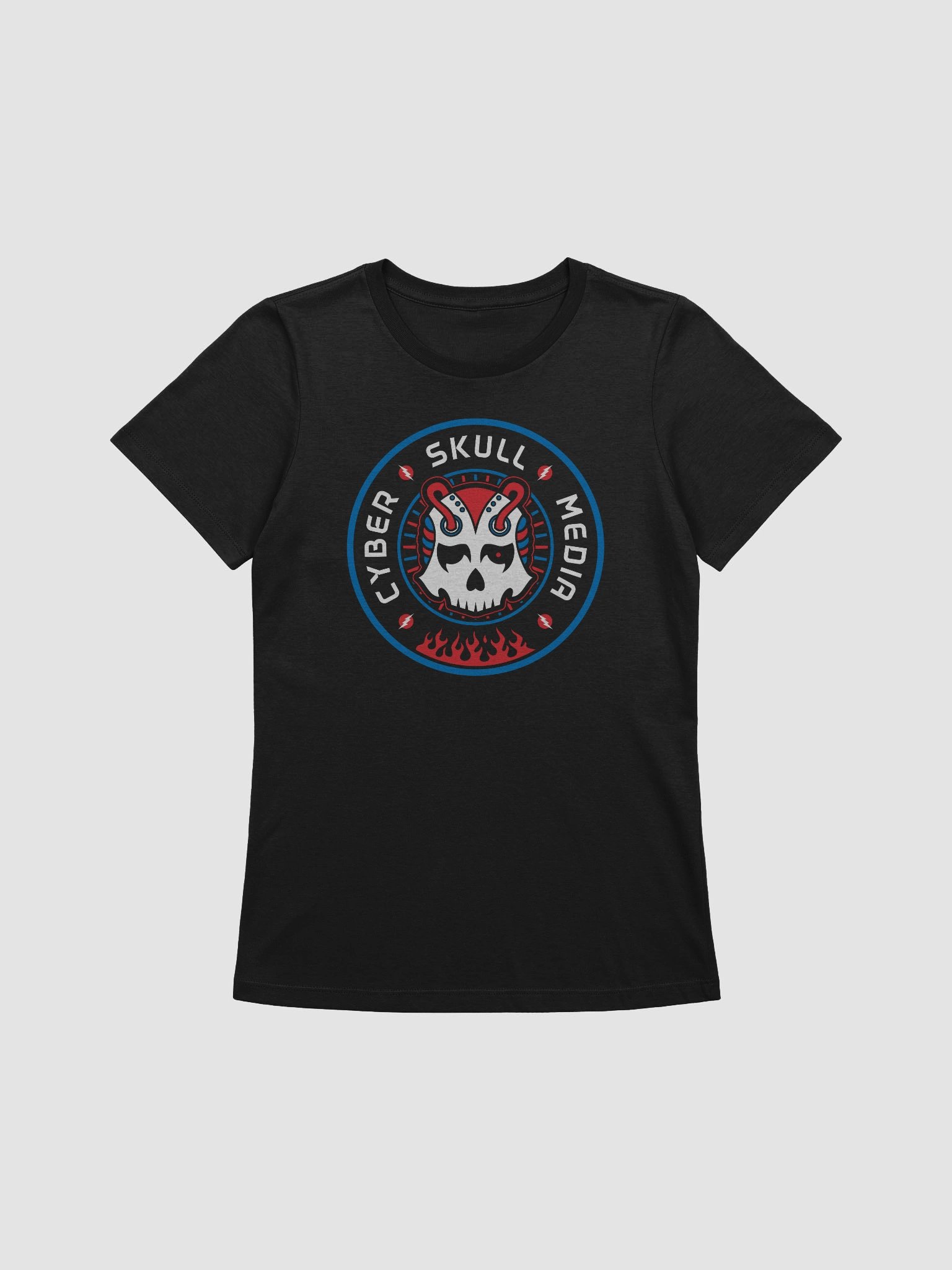 Red, White, & Blue Cyber Skull Media Logo Tee (Women's Fit) product image (1)