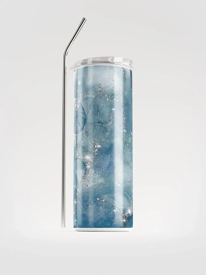 Blue and Silver Stainless Steel Tumbler | Eco-Friendly 20oz with Reusable Straw product image (1)