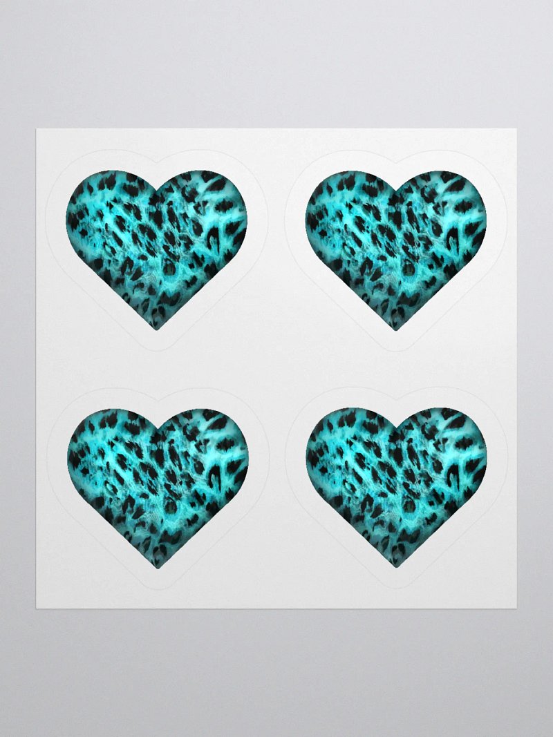 Leopard Skin Teal Heart - Kiss Cut Sticker
