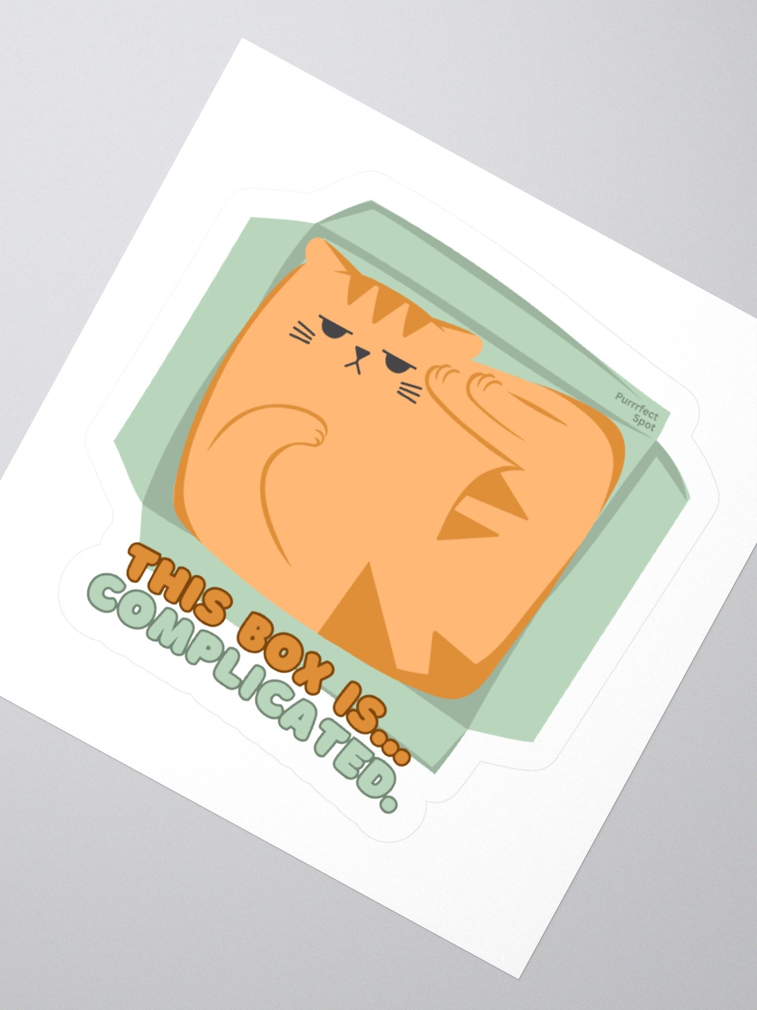 “This Box Is… Complicated.” Orange Cat Sticker 🐾📦 product image (5)