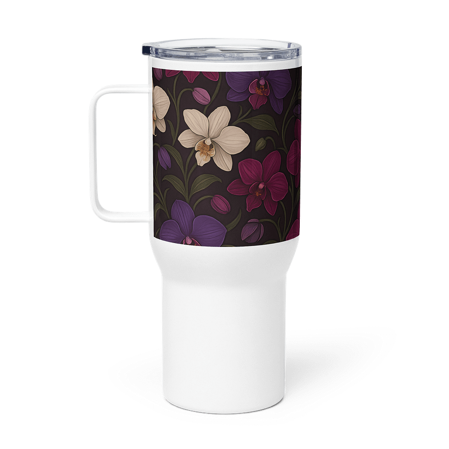 Purple and White Orchid Tumbler – 20oz Stainless Steel Floral Travel Cup product image (1)