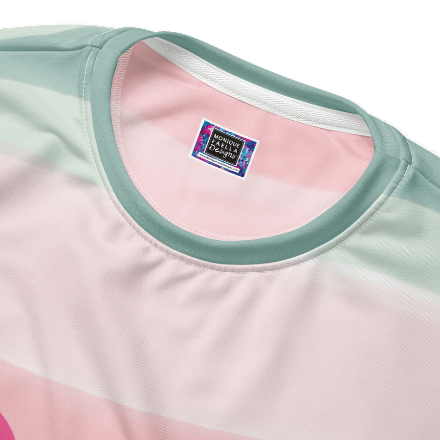 Unisex | BOURNE to Cape Cod™ Sweatshirt | Pink Logos on Horizon Stripes | BRN.2C.C.™ | Eco-Friendly Comfort product image (4)