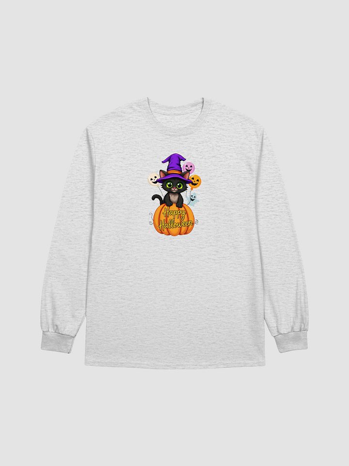 Witchy Sitting Pumpkin Cat Long Sleeve Tee product image (10)