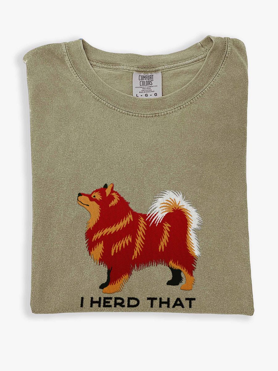 I Herd That T-Shirt(Embroidered) of a Finnish Lapphund(Red & Tan) product image (1)