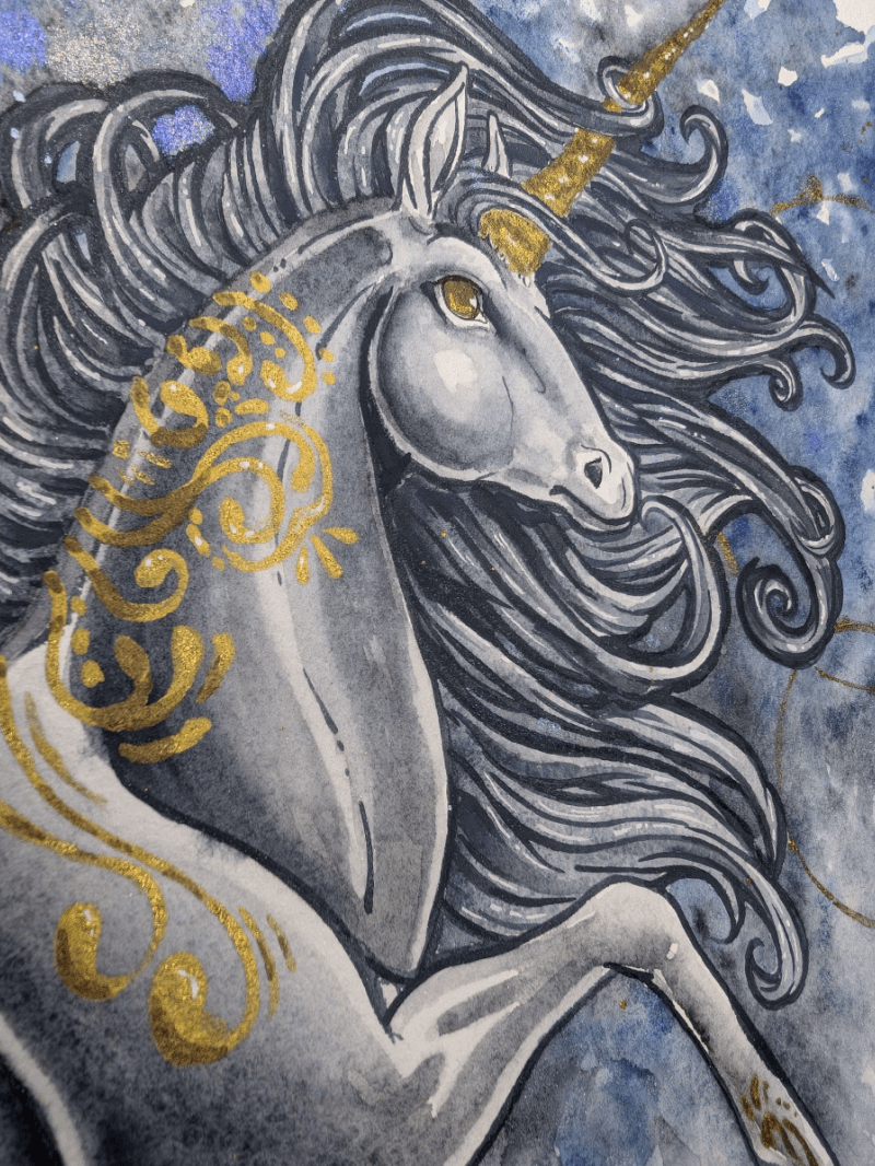 Watercolor Unicorn with Gold Detailing product image (3)
