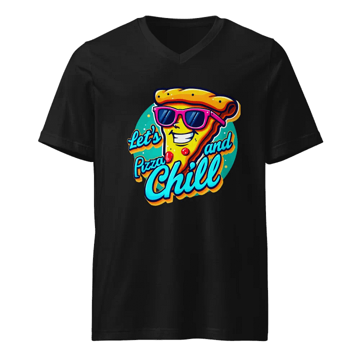 Pizza and Chill Cartoon V-Neck Tee Bella+Canvas (Men's) product image (1)