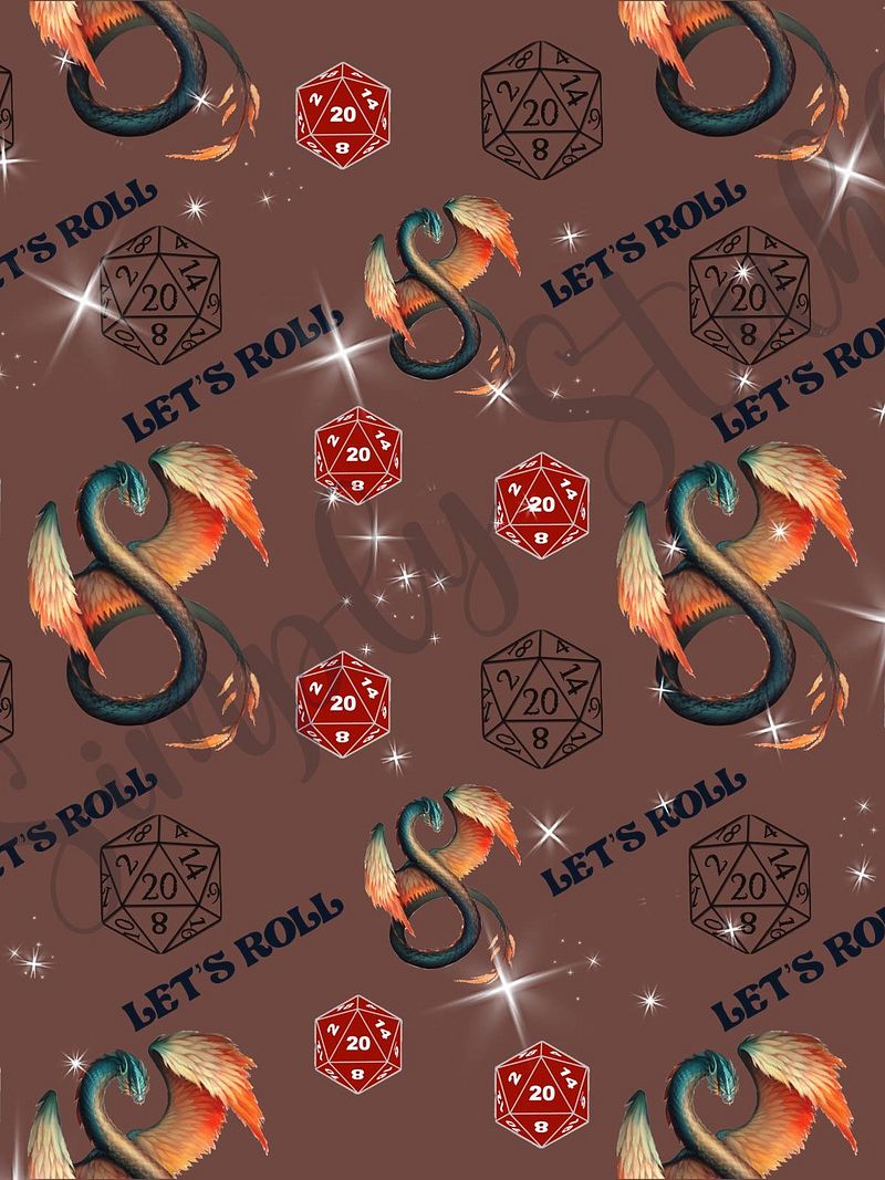 Dice and Dragons Seamless Pattern