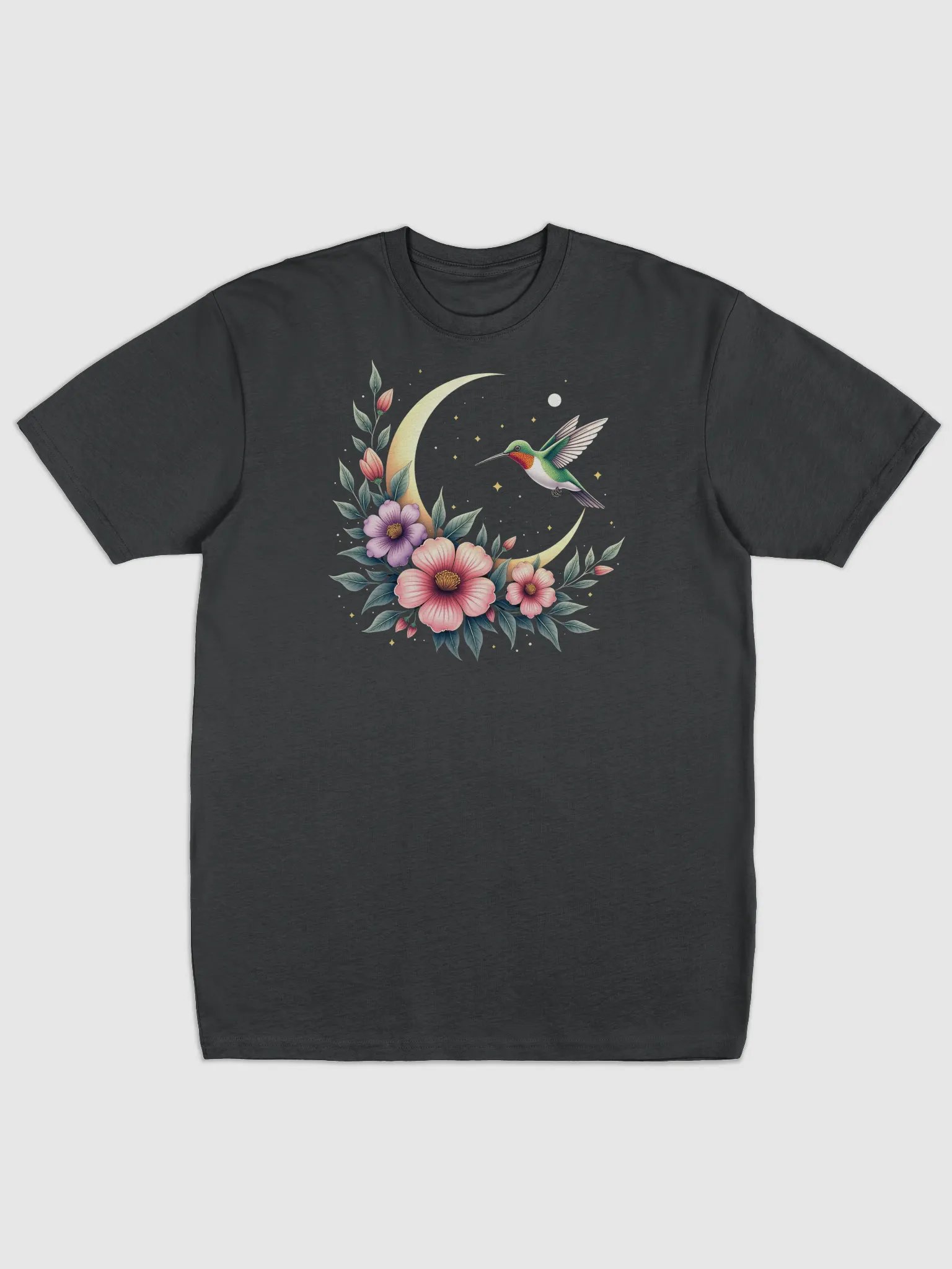 Celestial Hummingbird with Moon and Floral Bloom Design product image (1)