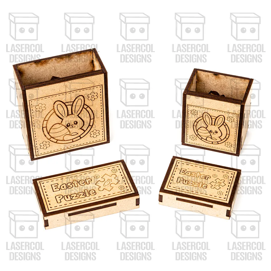 Easter Bunny Puzzle With Box Set 4 (2 Sizes) - Laser Cut Files product image (10)