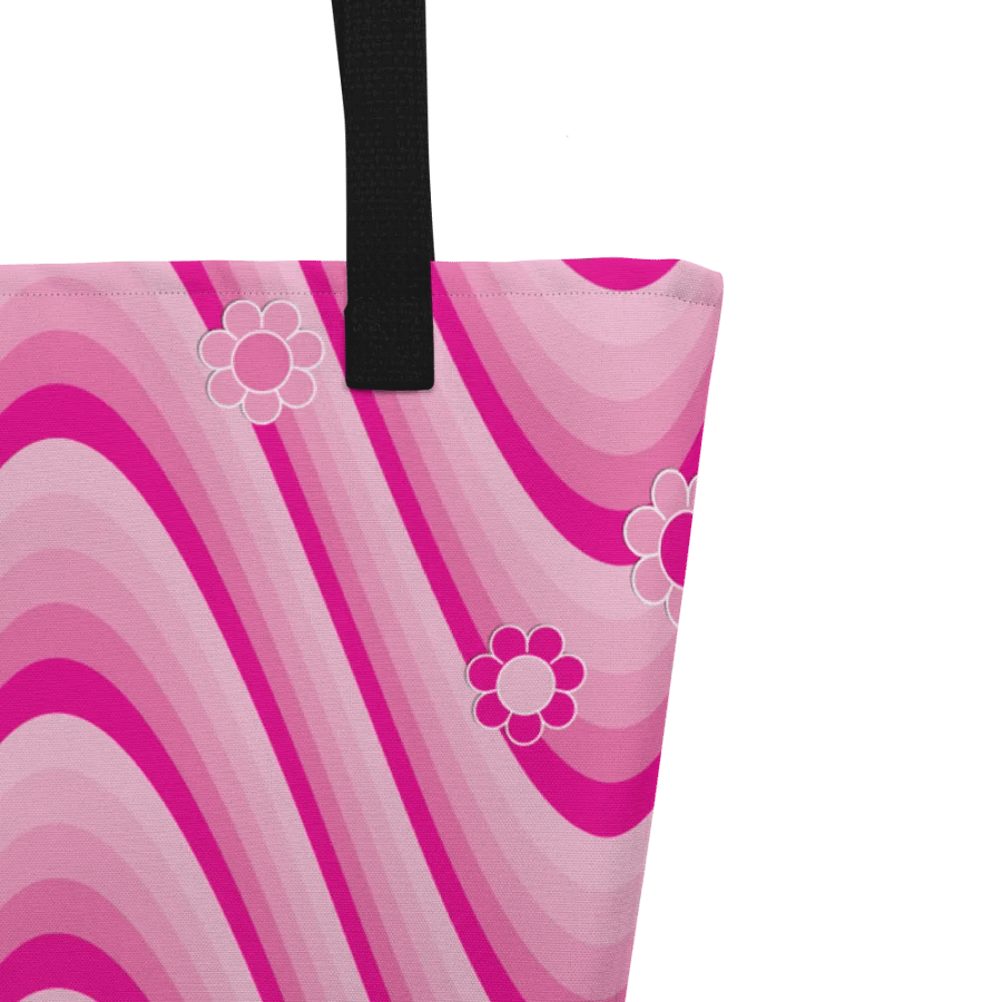 Retro Flowers Pink Wave Tote Bag product image (3)
