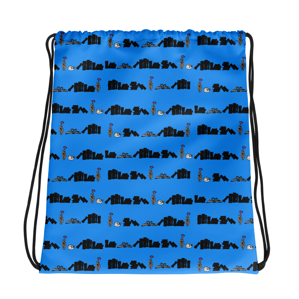 Classy Bookshelf Drawstring Bag (Blue) product image (1)