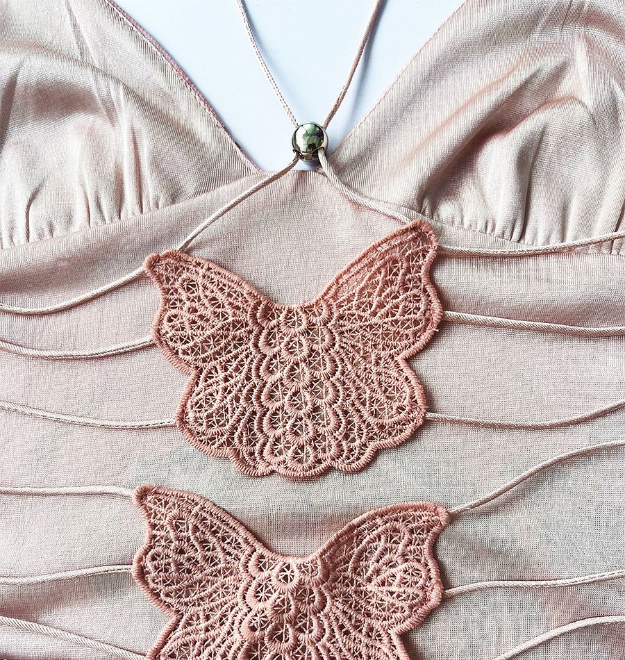 Fluttering Florals: Halter Spaghetti Strap Dress with Butterfly Back product image (4)