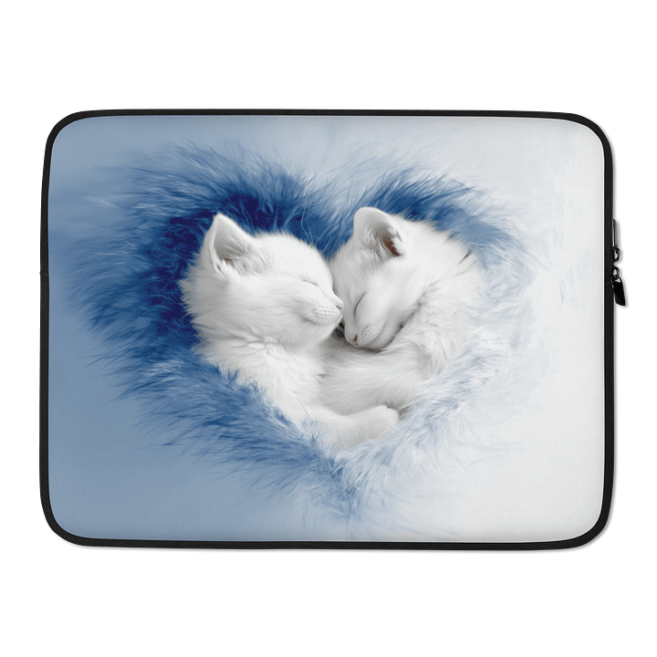 Kitten Love on Blue Laptop Sleeve product image (2)