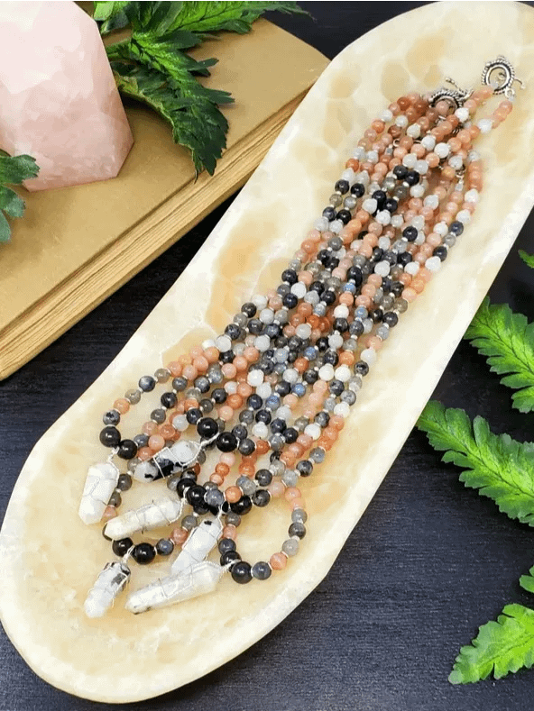 Inner Light Necklace – Moonstone, Sunstone, Labradorite & Shungite for Shadow Work, Clarity & Grounding product image (2)