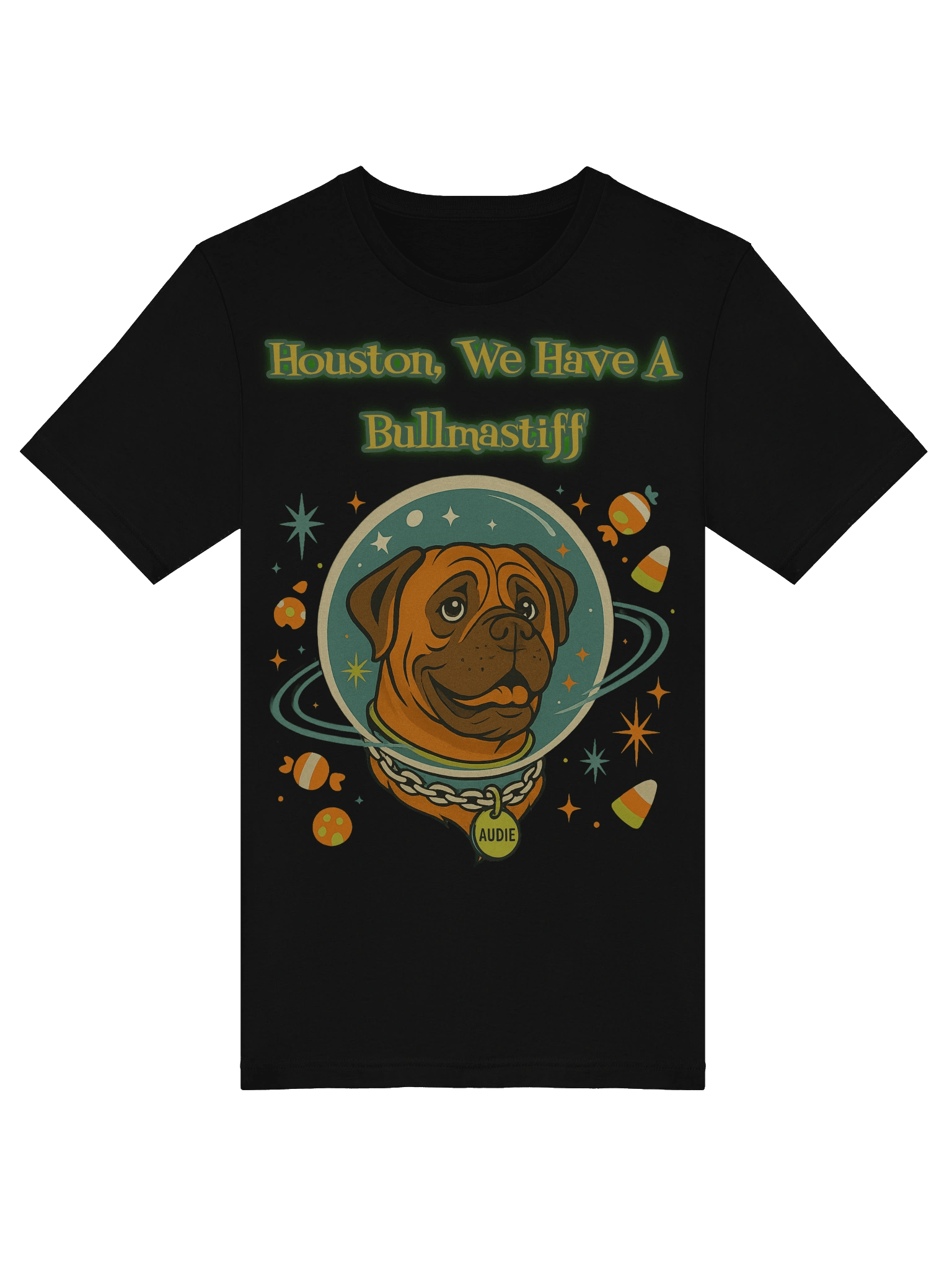 Houston, We Have a Bullmastiff – Retro Space Dog Tee product image (18)