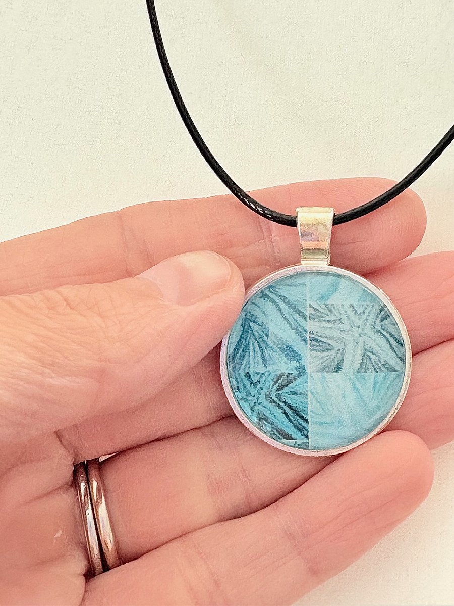 Blue Starfish Print | Handmade Pendant Necklace on a Faux Leather Cord | by Monique Faella Designs™ | MFD-00043 product image (5)