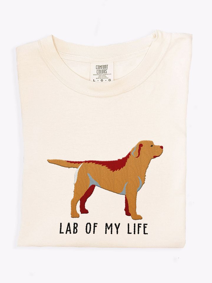 Lab of My Life T-Shirt(Embroidered) of a Labrador Retriever(Yellow) product image (1)