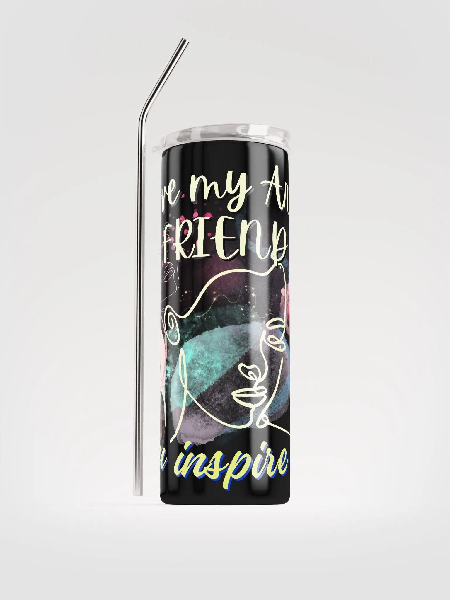 stainless steel tumbler colorful design for the artist. 'Love my Arty Friend'  Perfect gift for  colleague, friend who loves arty things product image (1)