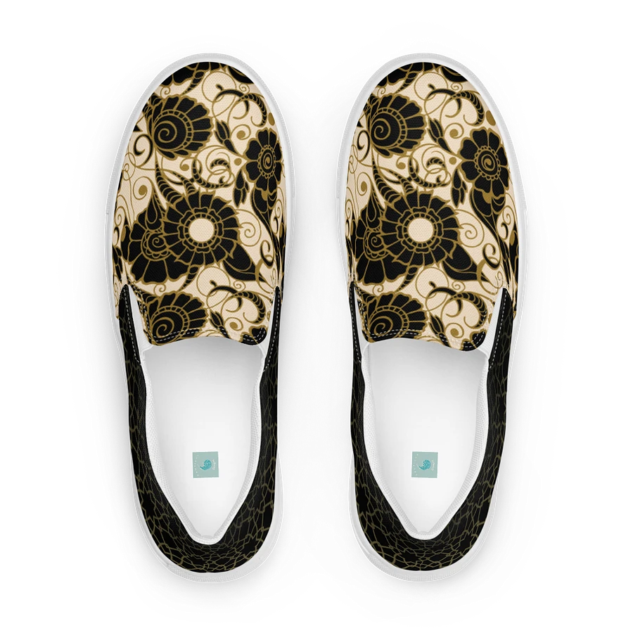 Black And Gold Patterned Slip On Womens Shoes product image (8)