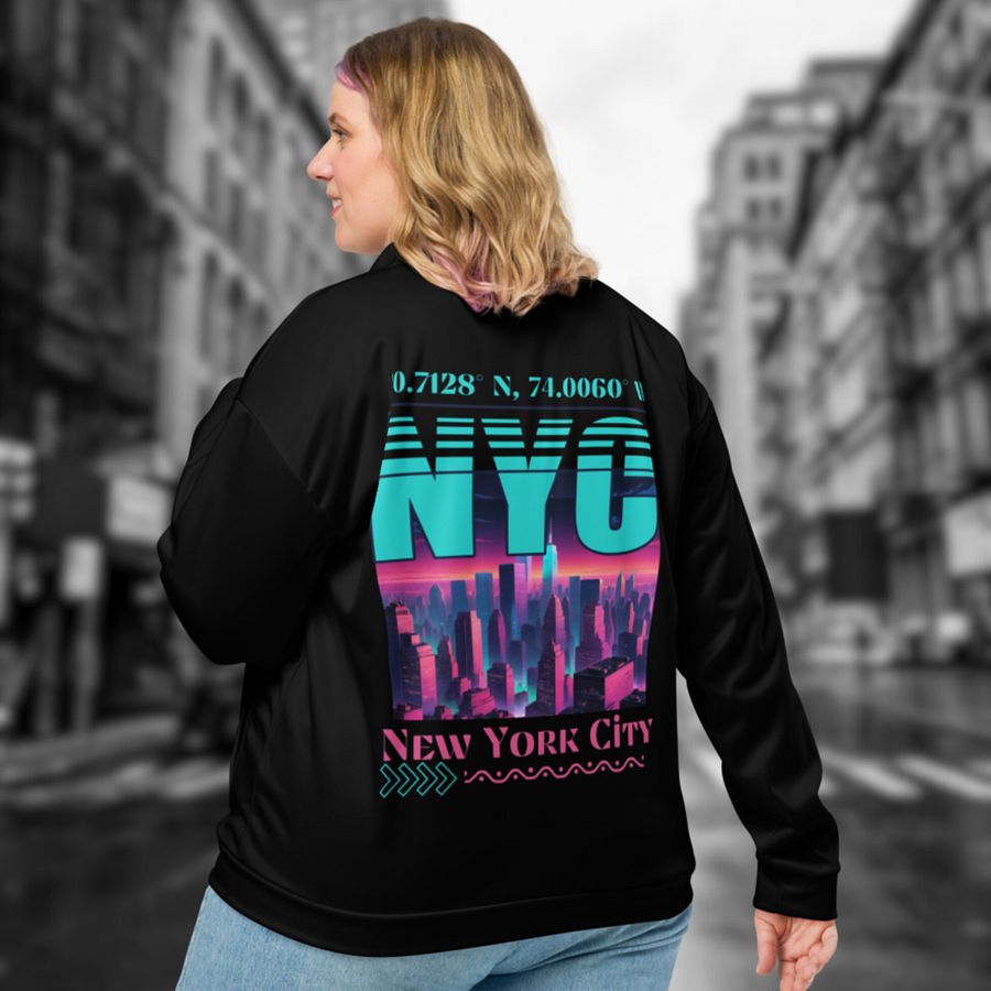 NYC New York City Graphic All Over Print Bomber Jacket product image (2)