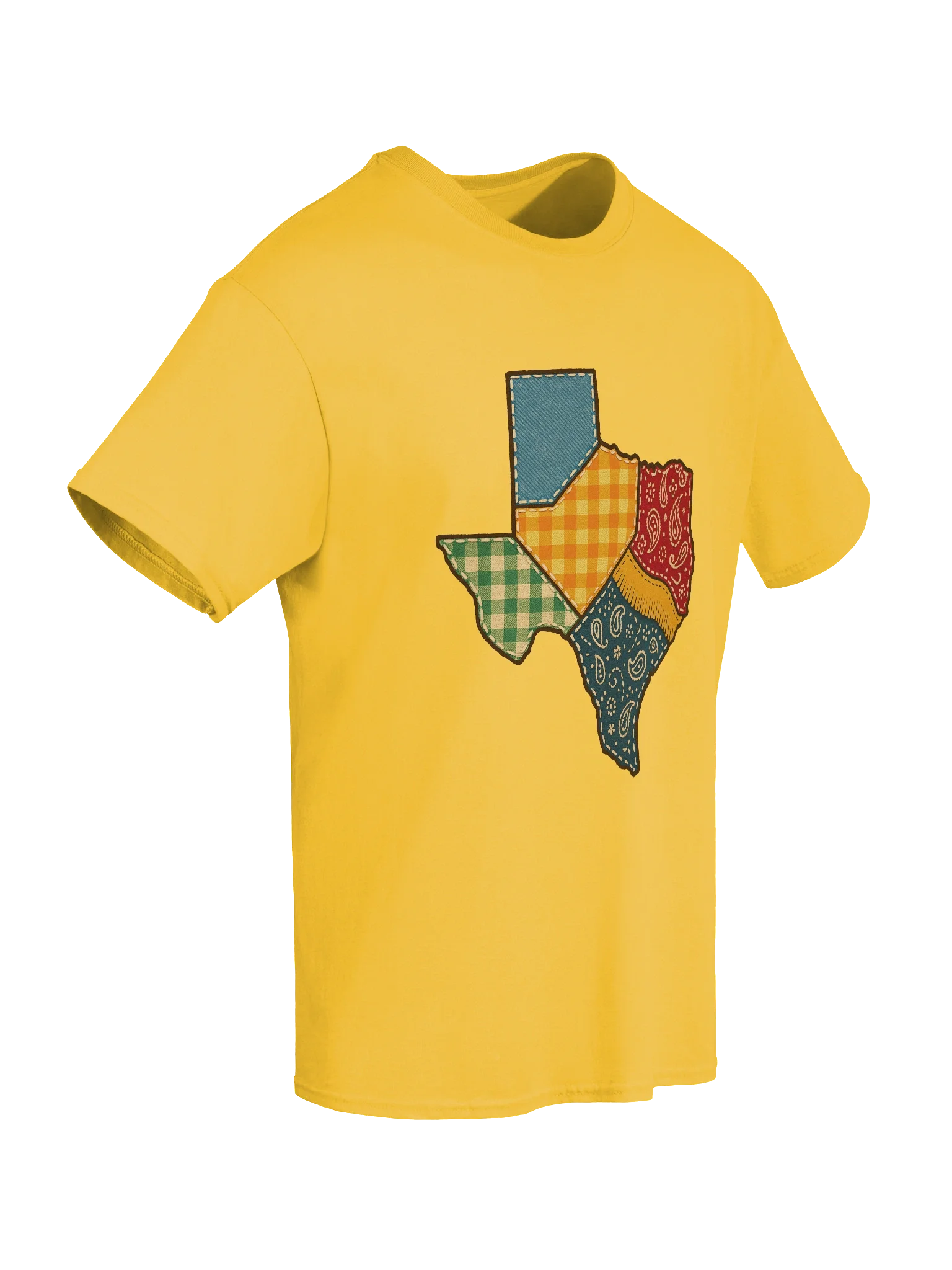 Cowboy Patchwork Quilt Texas State Shaped Boxy Fit Unisex T-Shirt product image (80)