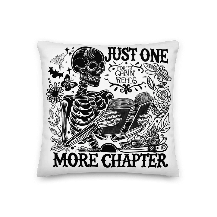 "One More Chapter" Skeleton Throw Pillow product image (1)