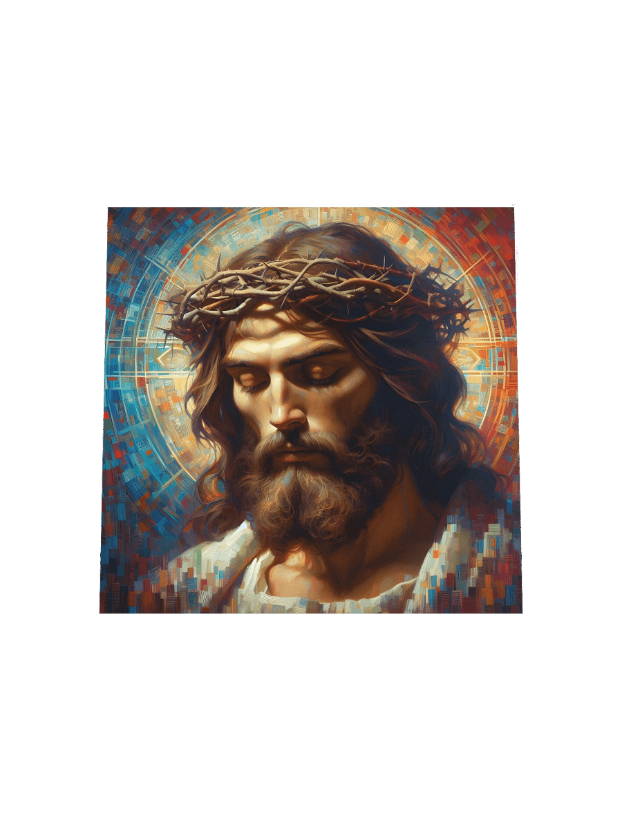 Jesus Christ Mosaic Crown of Thorns Wall Art | Modern Christ Art Canvas Print for Home & Church product image (4)