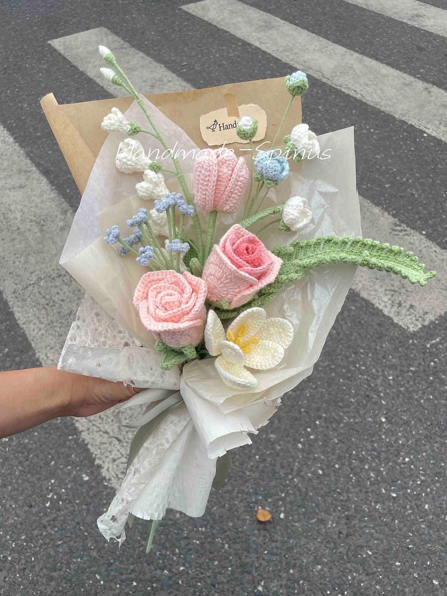 Azure Pink Dreams Crochet Knit Bouquet product image (6)
