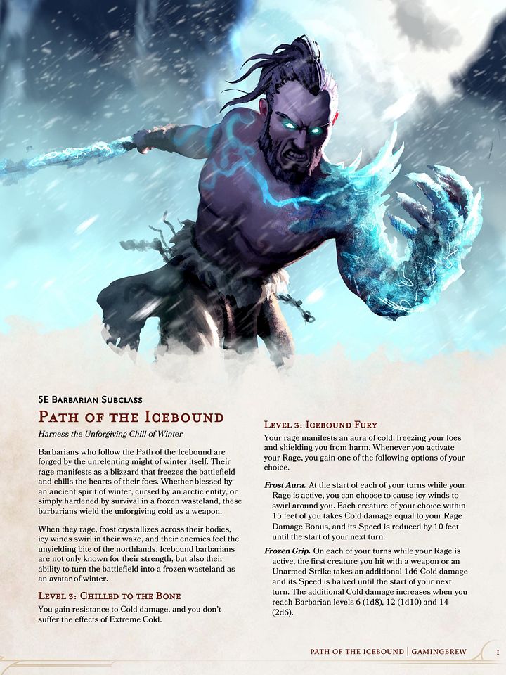 Path of the Icebound | 5E 24 Barbarian Subclass product image (2)
