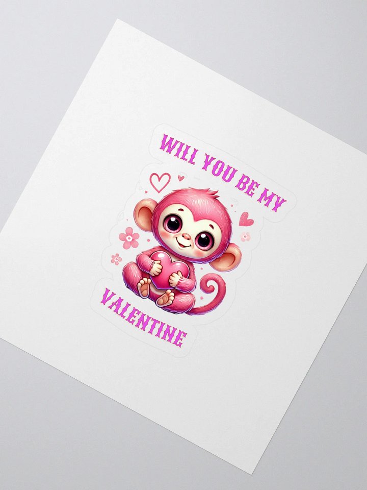 Cute Monkey Will you be my valentine sticker product image (2)