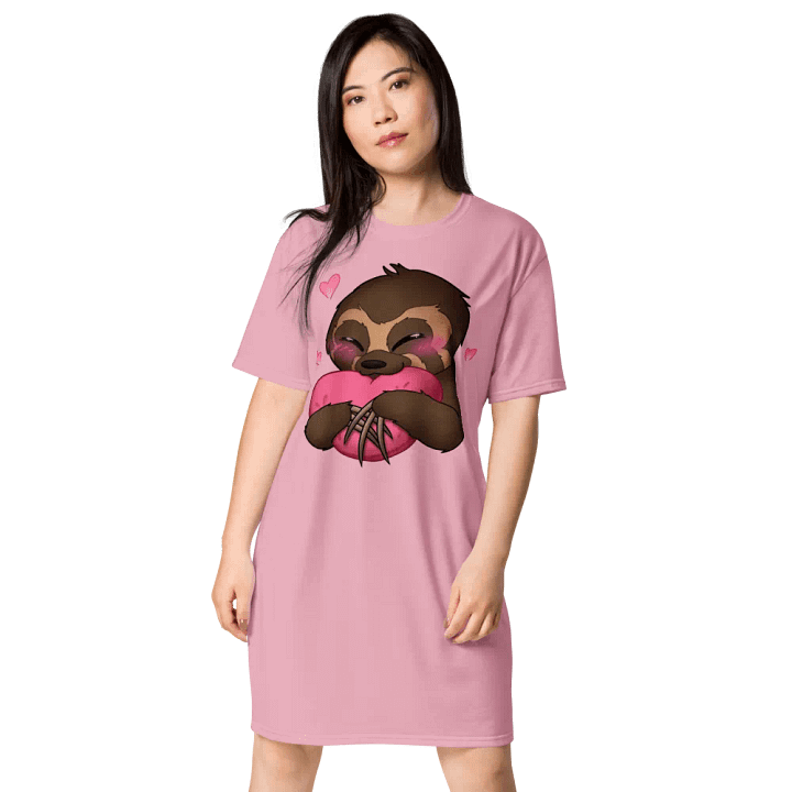 Pink Blushing Sloth T-Shirt Dress product image (1)