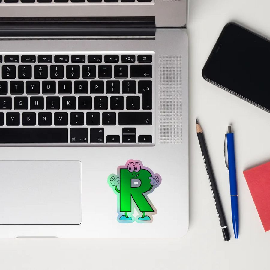 R Letter Cartoon Character Holographic Sticker product image (12)