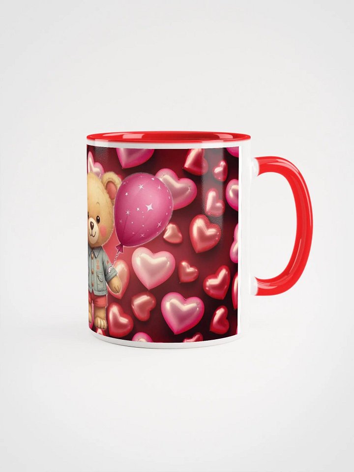 Valentine bear, red, pink balloons background mug product image (1)