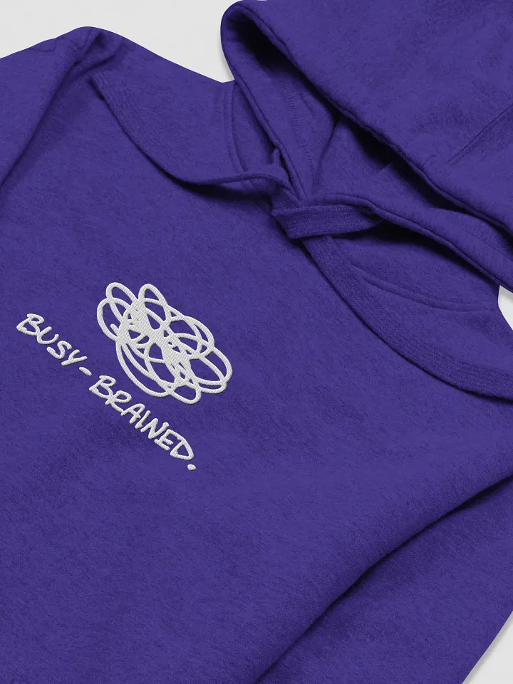 BUSY-BRAINED (white design) embroidered heavyweight hoodie product image (1)