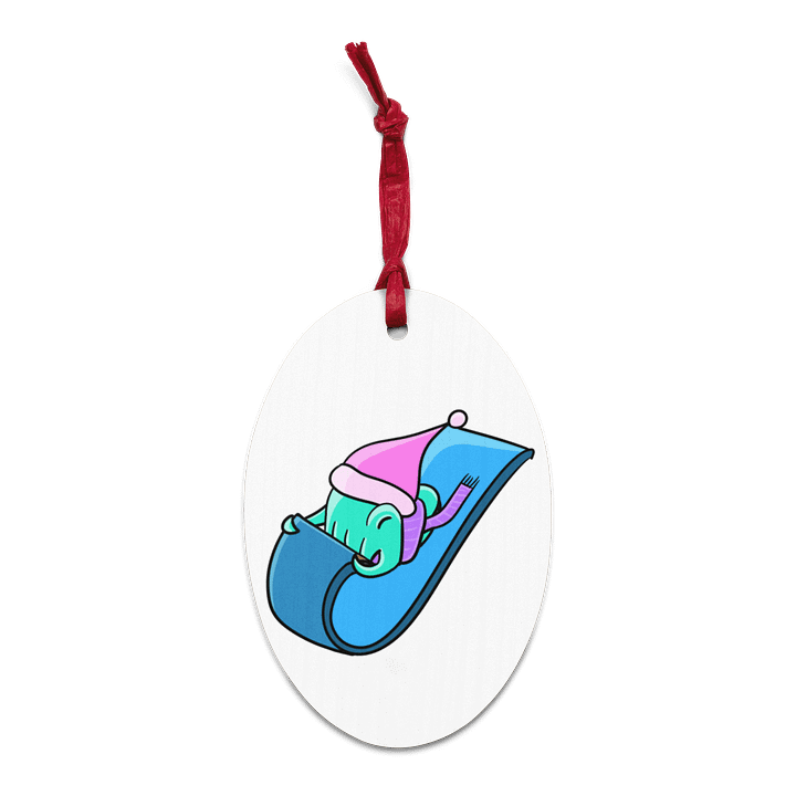 2025 Cuttlefish Sledding Oval Wooden Ornament product image (1)